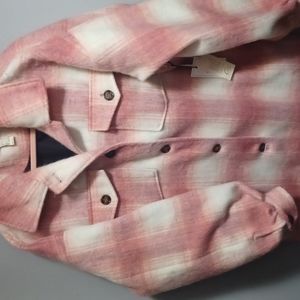 F21 pink plaid wool lined jacket
